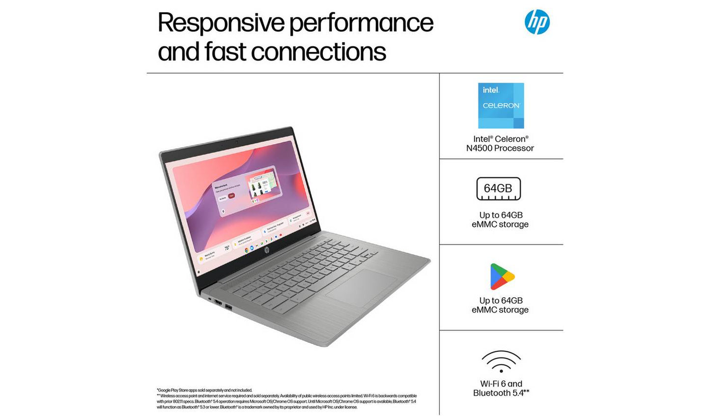 HP 14a-ne1000na 14in Celeron 4GB 64GB Chromebook - Grey
