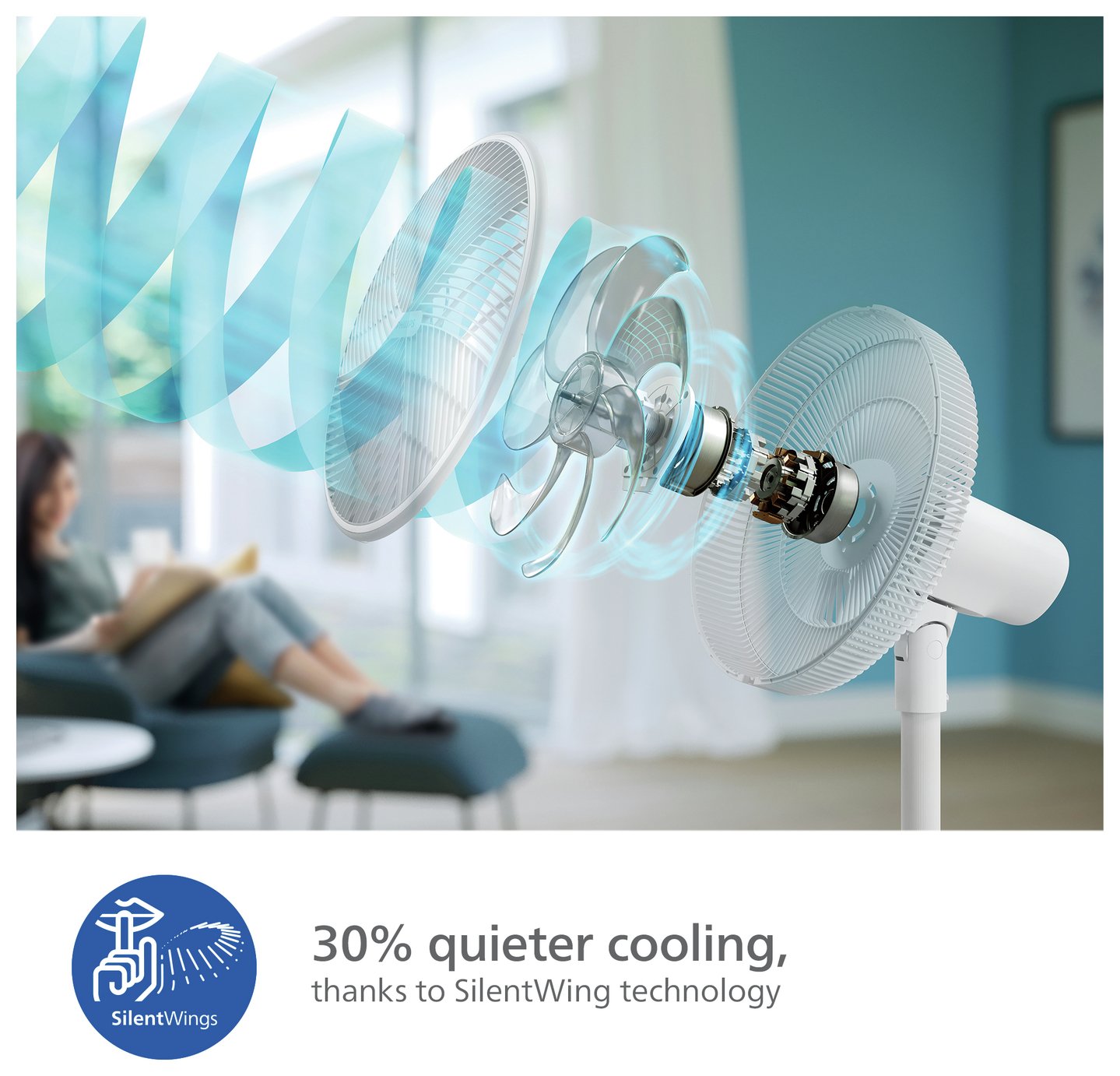 Philips White Pedestal Fan - 15 Inch