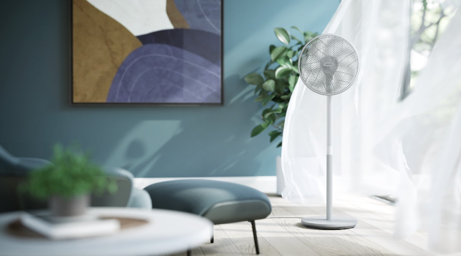 Philips White Pedestal Fan - 15 Inch