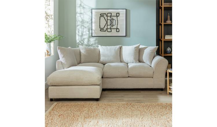 Argos Home Harry Small Left Hand Cord Corner Sofa - Stone