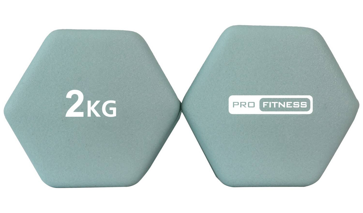 Pro Fitness Neoprene Dumbbells - 2 x 2kg