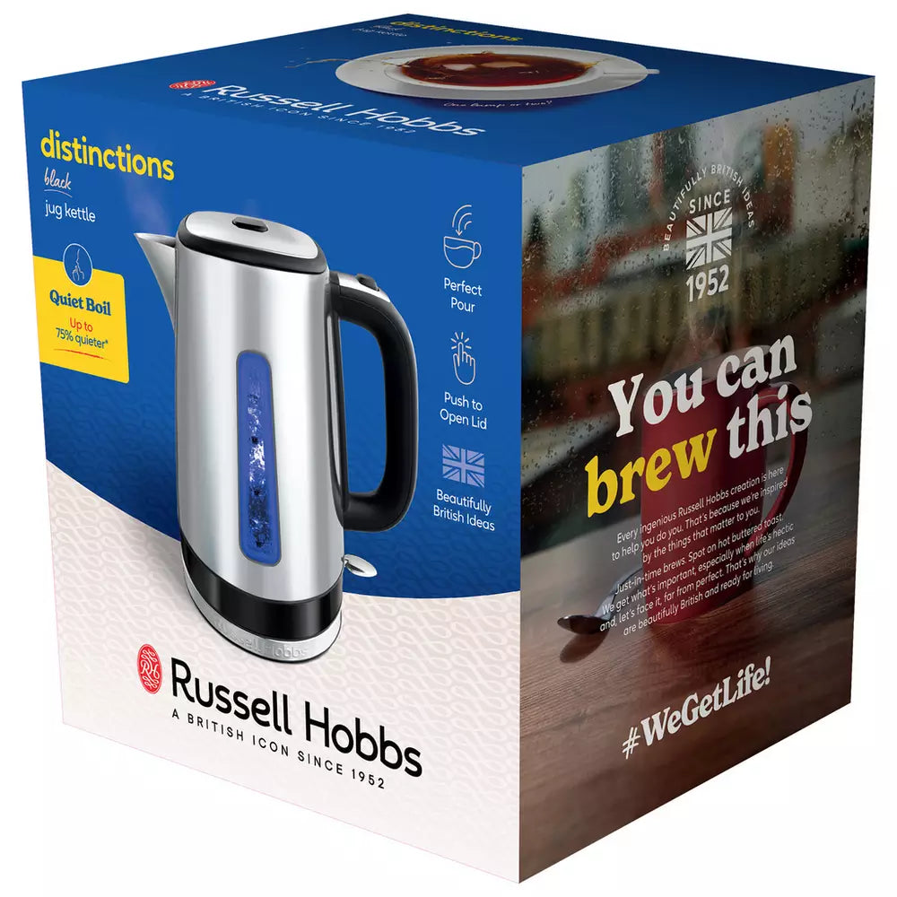 Russell Hobbs Luna Quiet Boil Black Jug Kettle 24283