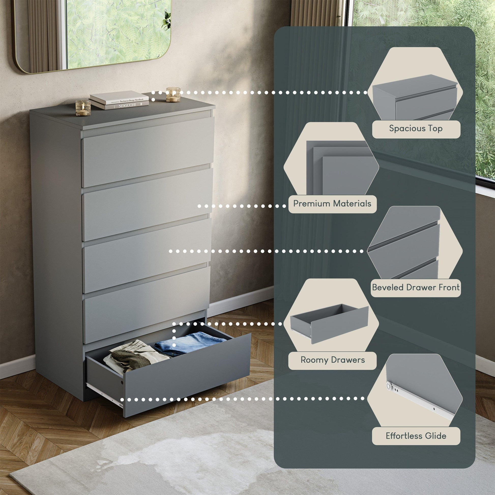 Lassic Vida Designs Denver 5 Drawer Chest