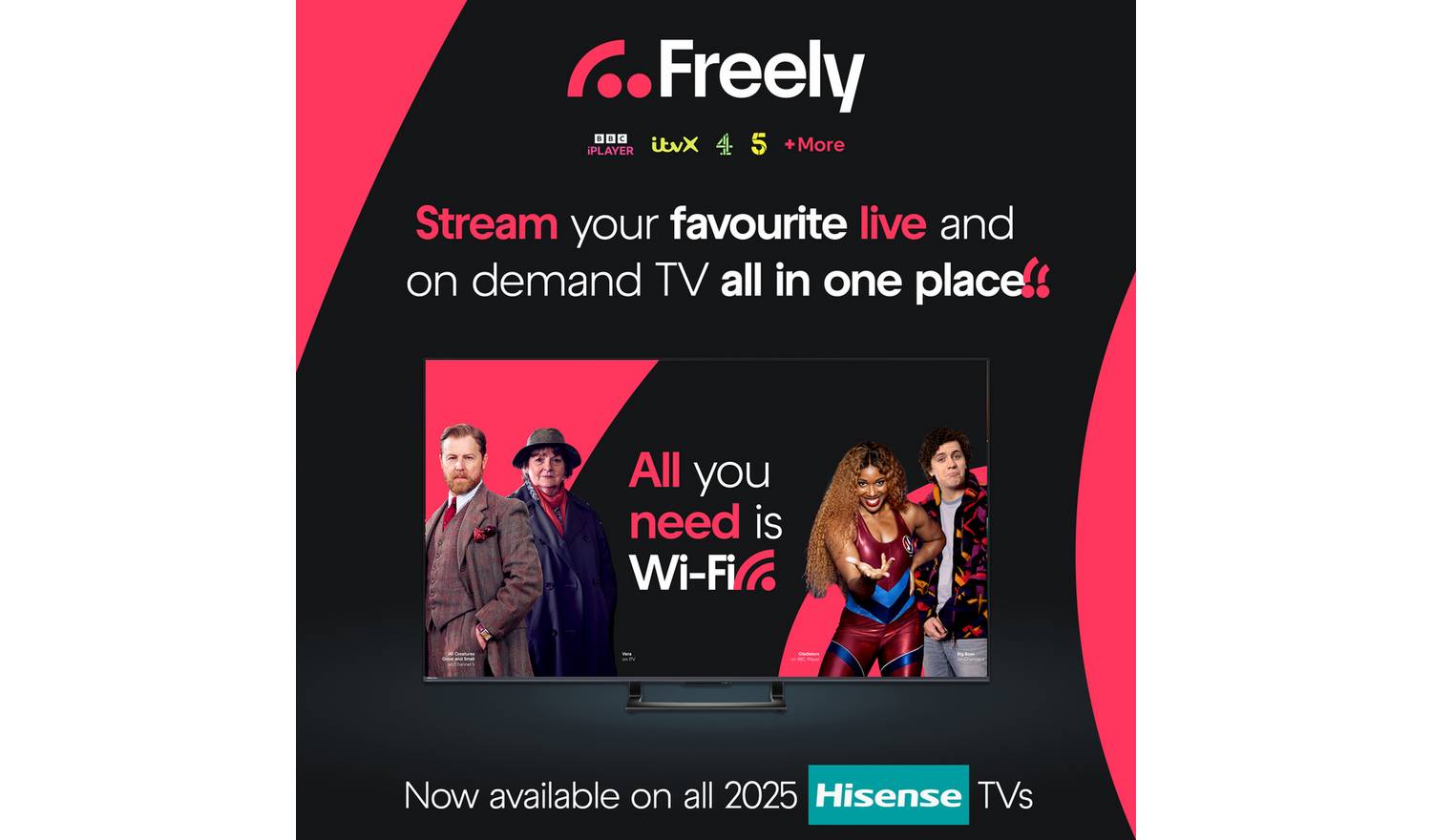 Hisense 55 Inch 55E78QTUK PRO Smart 4KUHD HDR QLED Freely TV