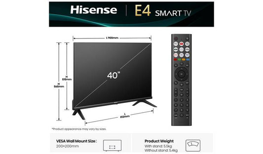 Hisense 40 Inch 40E4QTUK Smart FHD HDR LED Freely TV
