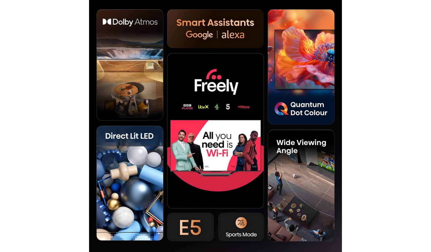 Hisense 40 Inch 40E5QTUK Smart FHD HDR QLED Freely TV