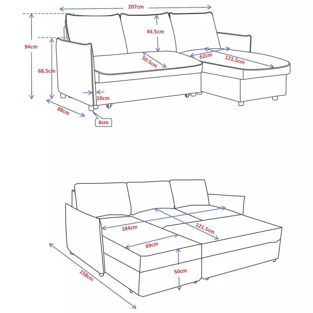 Kyoto Ruben Boucle Reversible Storage Corner Sofabed - Grey