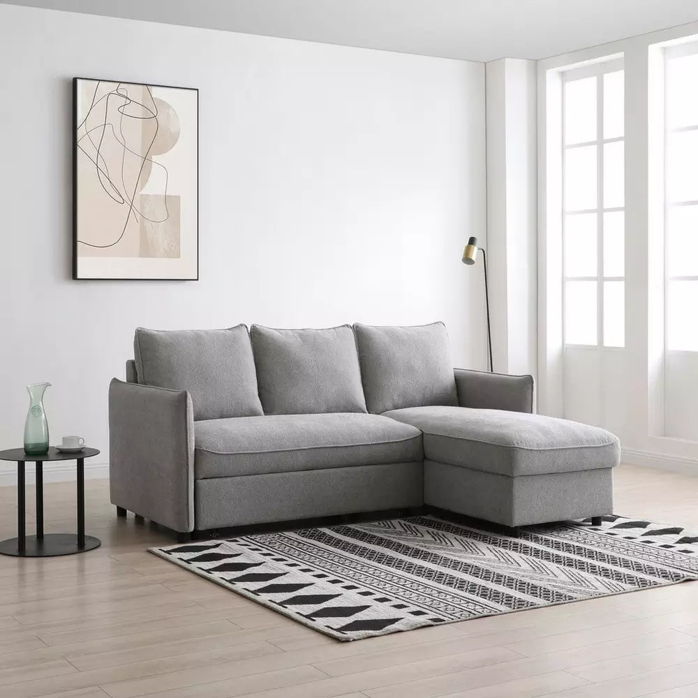 Kyoto Ruben Boucle Reversible Storage Corner Sofabed - Grey
