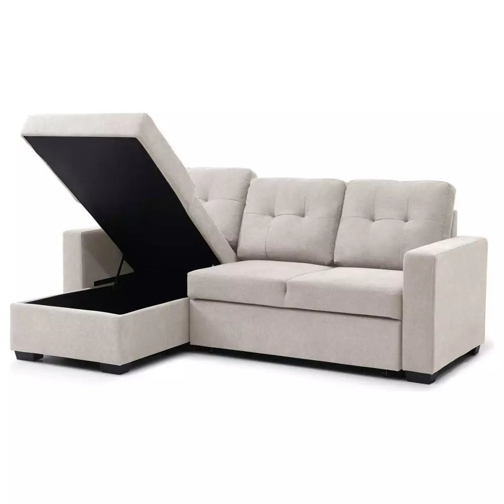 Kyoto Austin Fabric Reversible Corner Sofa Bed - Natural
