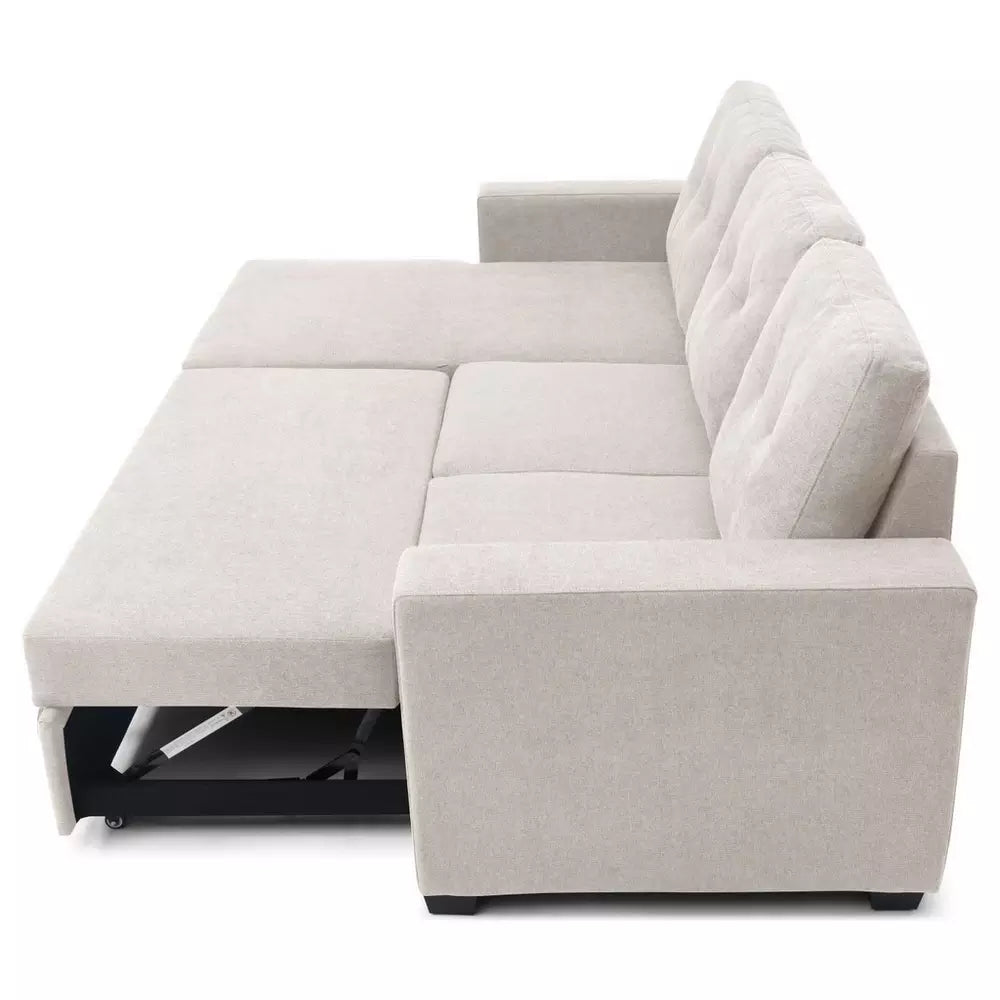 Kyoto Austin Fabric Reversible Corner Sofa Bed - Natural