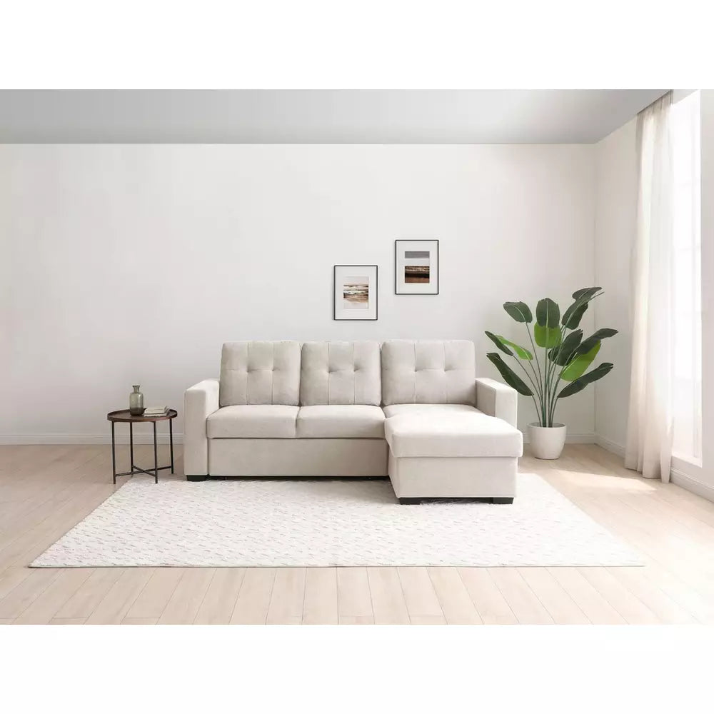 Kyoto Austin Fabric Reversible Corner Sofa Bed - Natural