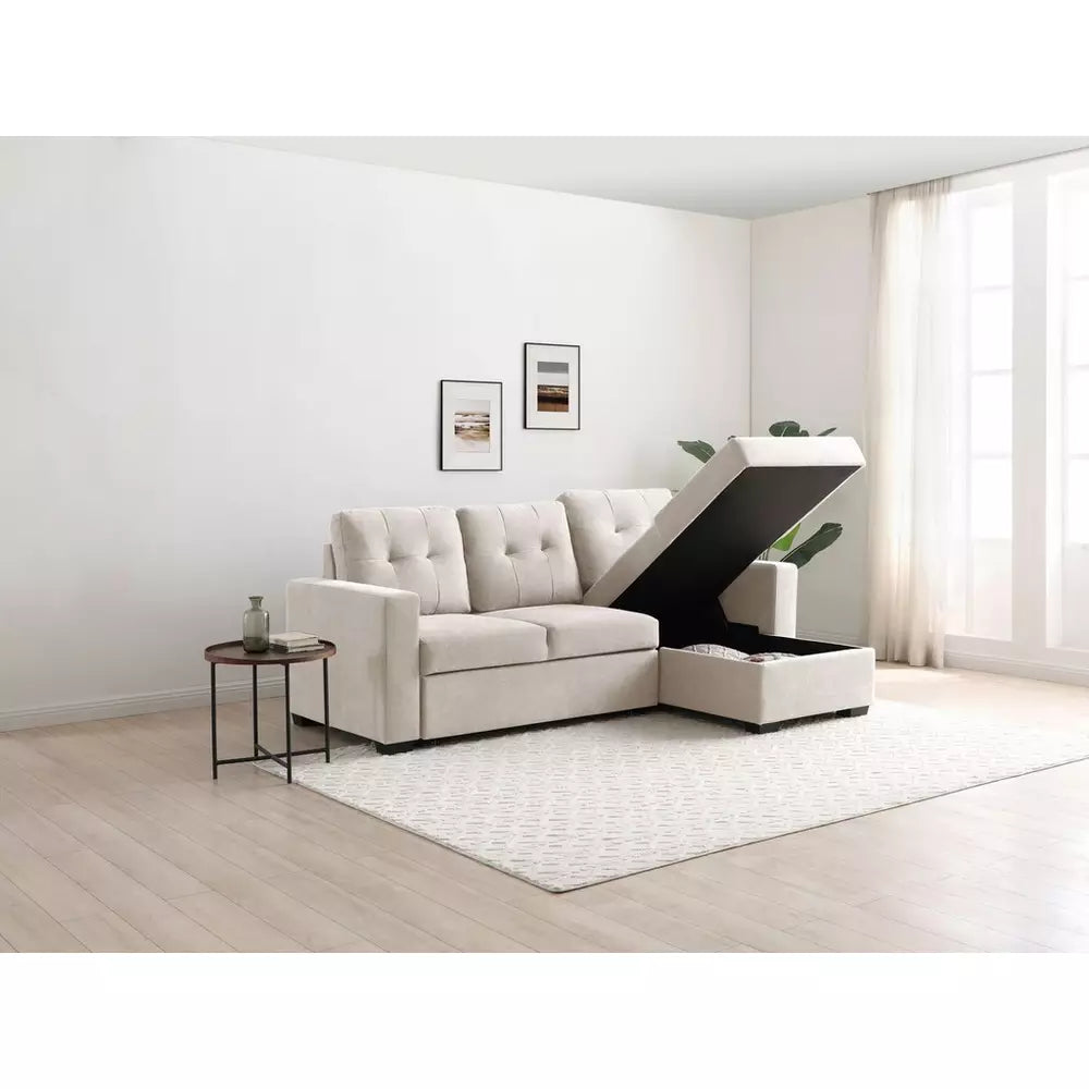 Kyoto Austin Fabric Reversible Corner Sofa Bed - Natural