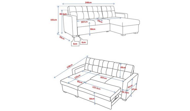 Kyoto Austin Fabric Reversible Corner Sofa Bed - Navy