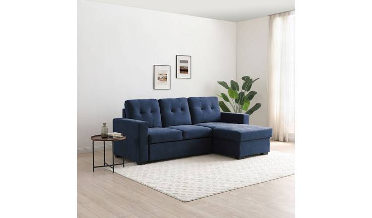 Kyoto Austin Fabric Reversible Corner Sofa Bed - Navy