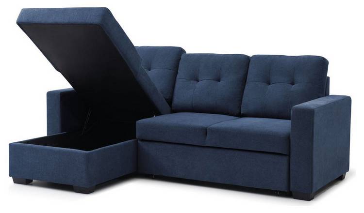 Kyoto Austin Fabric Reversible Corner Sofa Bed - Navy