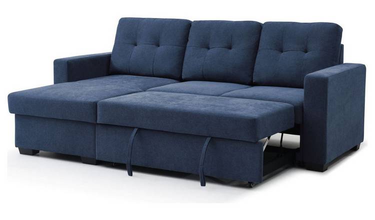 Kyoto Austin Fabric Reversible Corner Sofa Bed - Navy