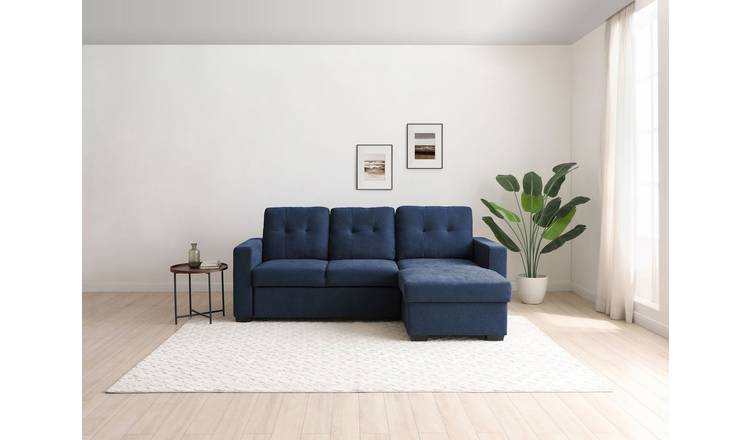 Kyoto Austin Fabric Reversible Corner Sofa Bed - Navy