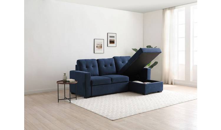Kyoto Austin Fabric Reversible Corner Sofa Bed - Navy