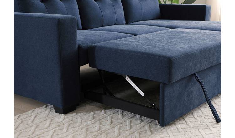 Kyoto Austin Fabric Reversible Corner Sofa Bed - Navy
