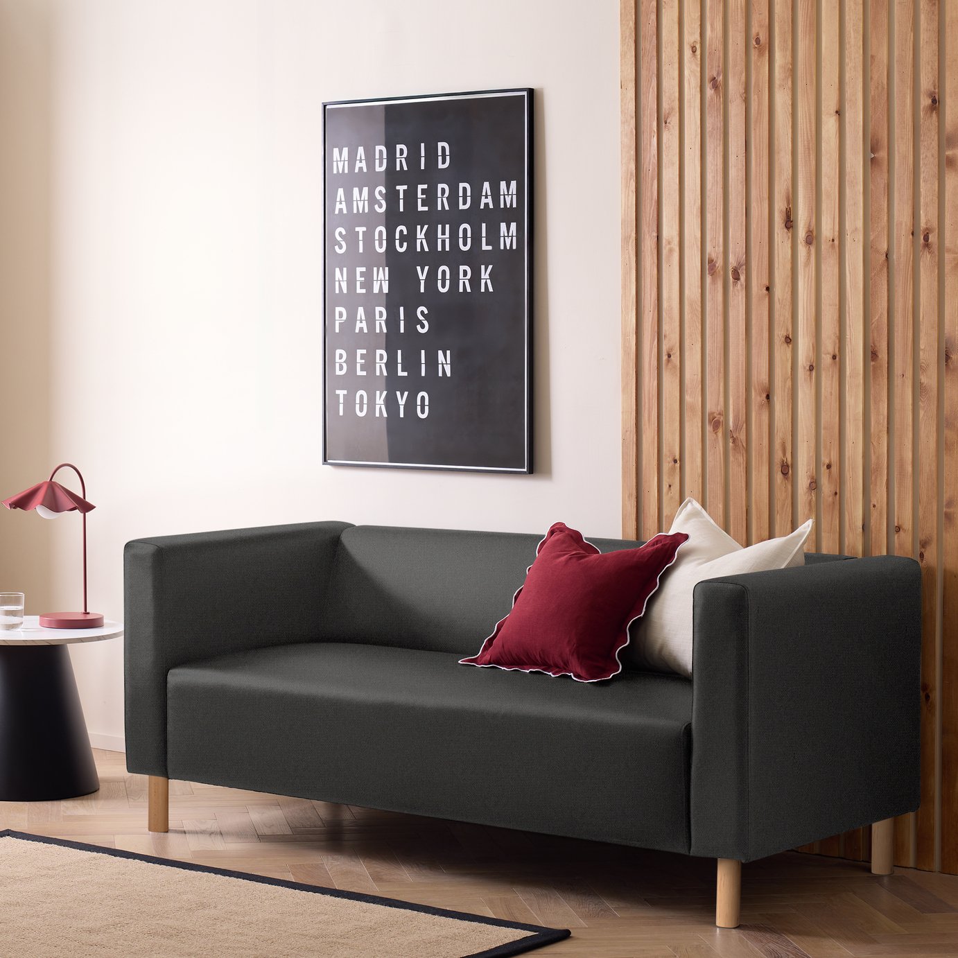 Argos Home Moda Fabric 3 Seater Sofa - Black