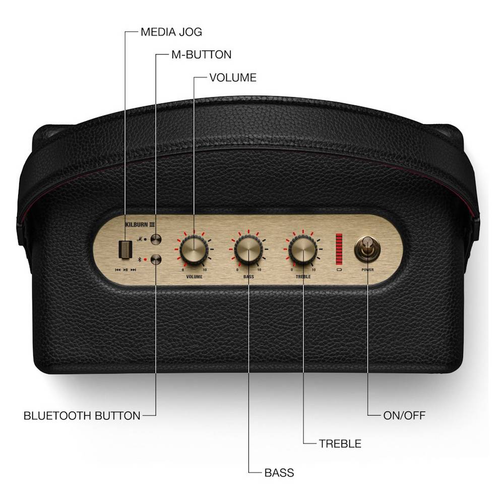 Marshall Kilburn III Portable Bluetooth Speaker - Black