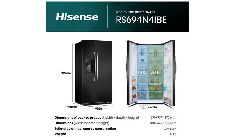 Hisense RS694N4IBE Fridge Freezer - Black