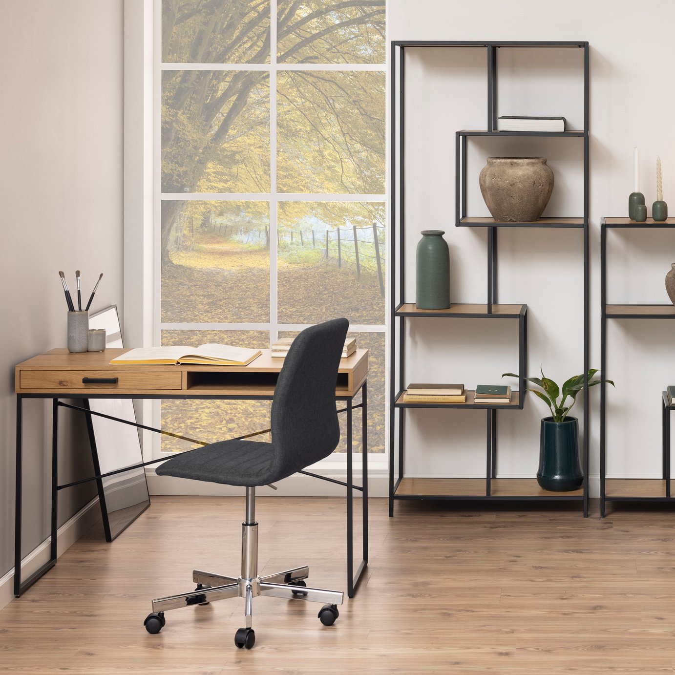Furniture To Go Seaford 1 Drawer Office Desk - Light Wood