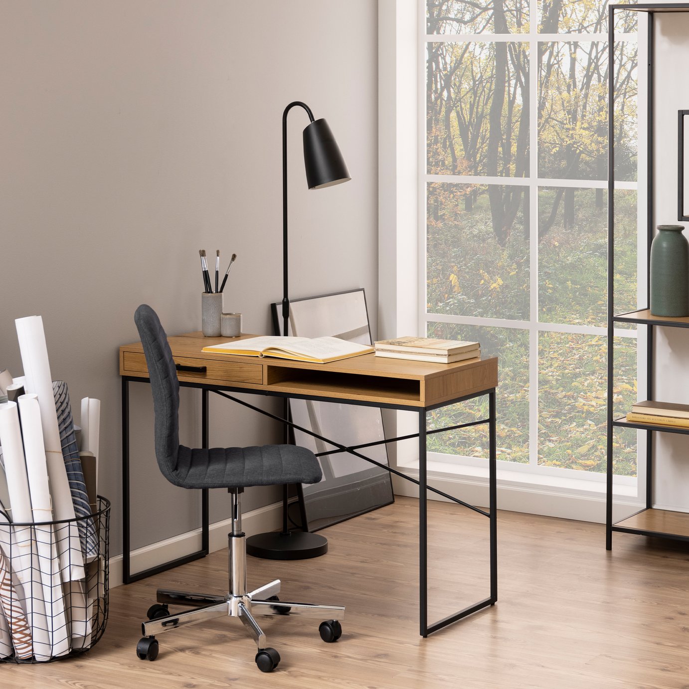 Furniture To Go Seaford 1 Drawer Office Desk - Light Wood