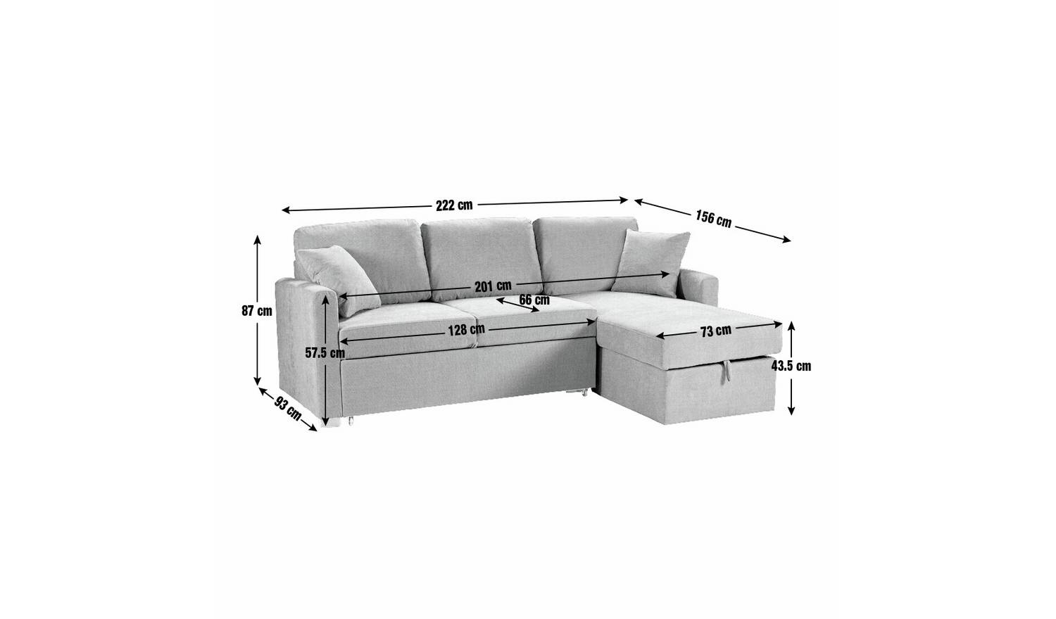 Habitat Carter Fabric Right Hand Corner Sofa Bed - Charcoal