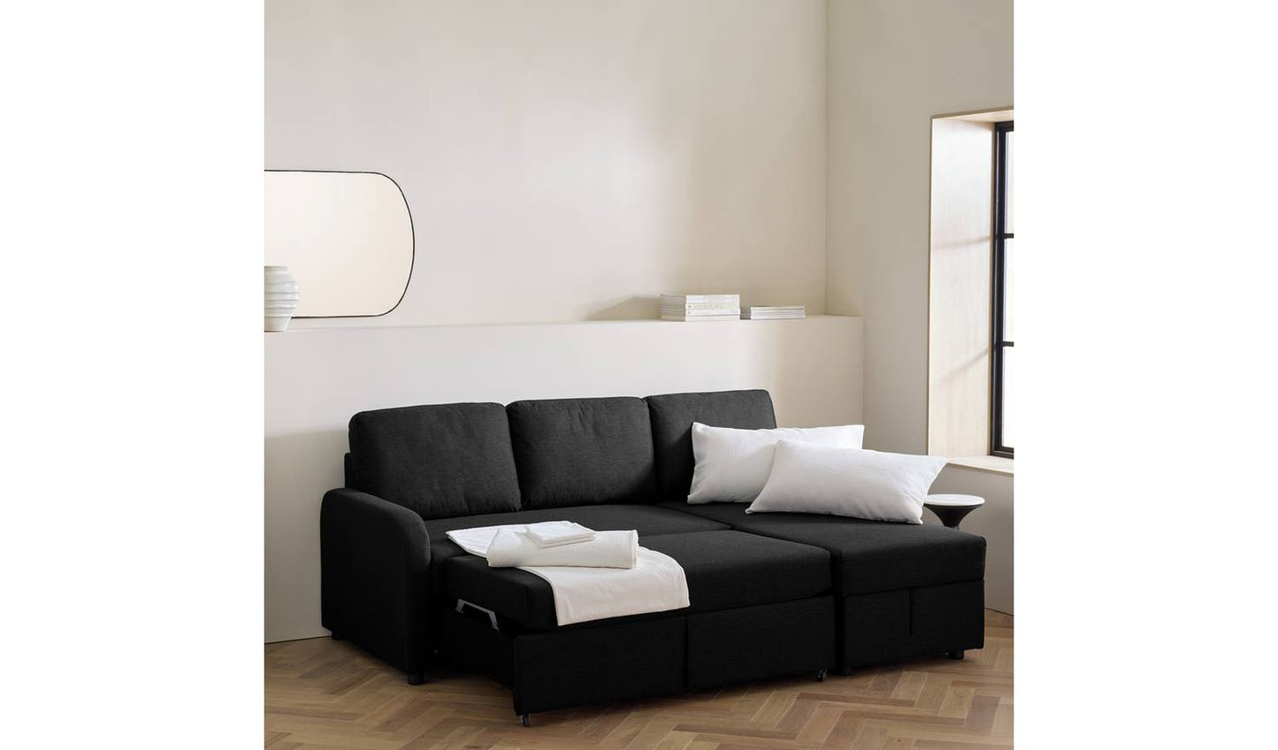 Habitat Carter Fabric Right Hand Corner Sofa Bed - Charcoal