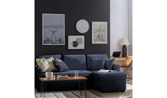 Habitat Reagan RH Storage Chaise Sofabed - Navy