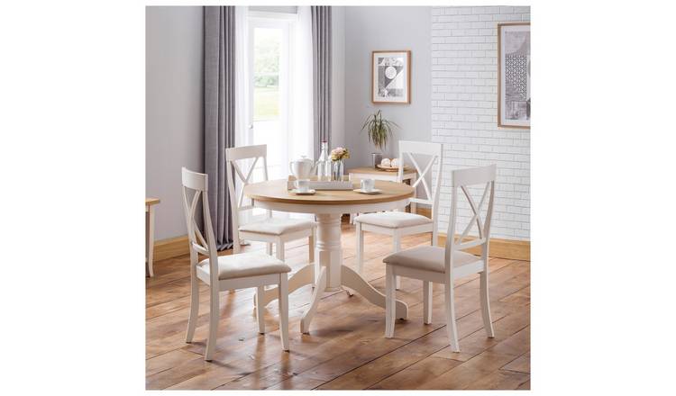 Julian Bowen Davenport Ivory Dining Table & 4 Ivory Chairs