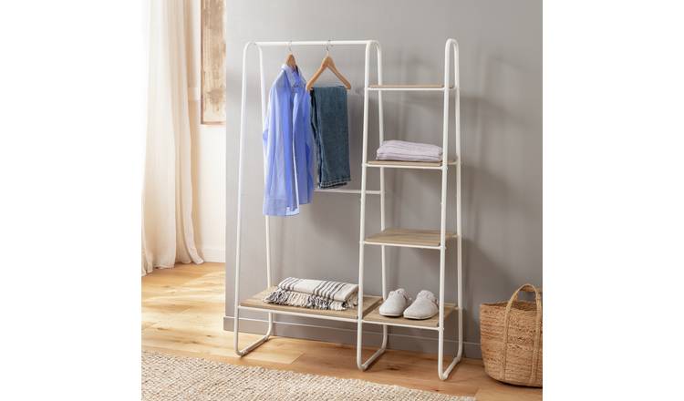Argos Home Ryan Clothes Rail with Shelves - White