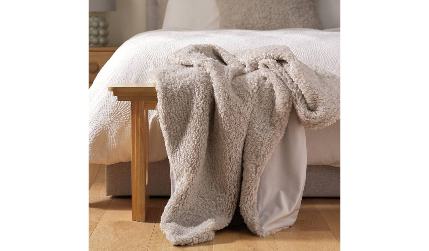 Habitat Faux Shearling Throw - Grey - 150x200cm