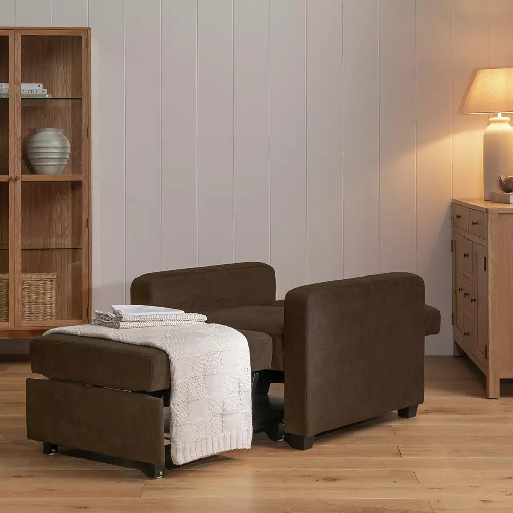 Habitat Reagan Single Fabric Chairbed - Chocolate