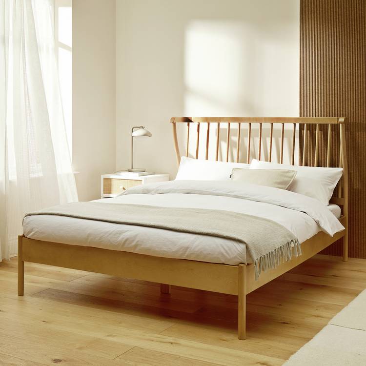 Habitat Hugh Wooden Double Bed - Light Wood