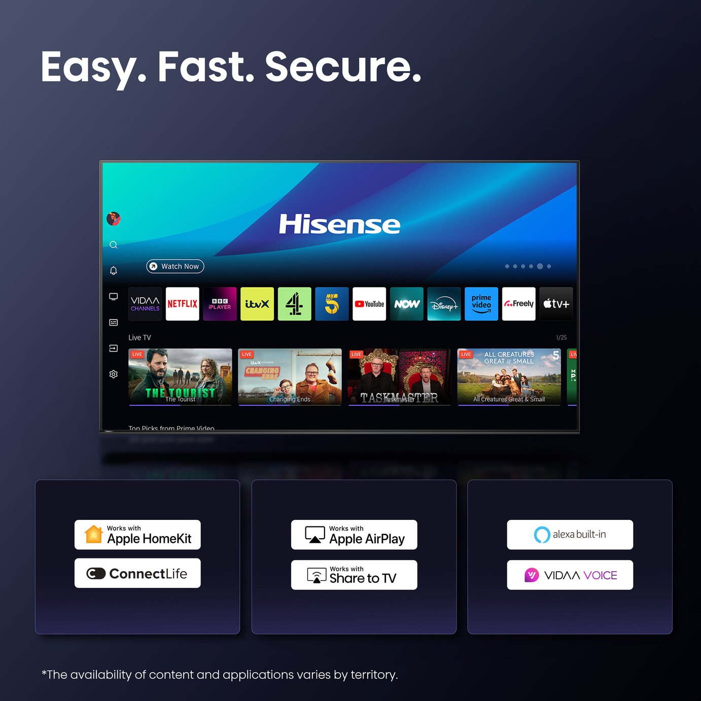 Hisense 50 Inch 50E6QTUK Smart 4K UHD HDR LED Freely TV