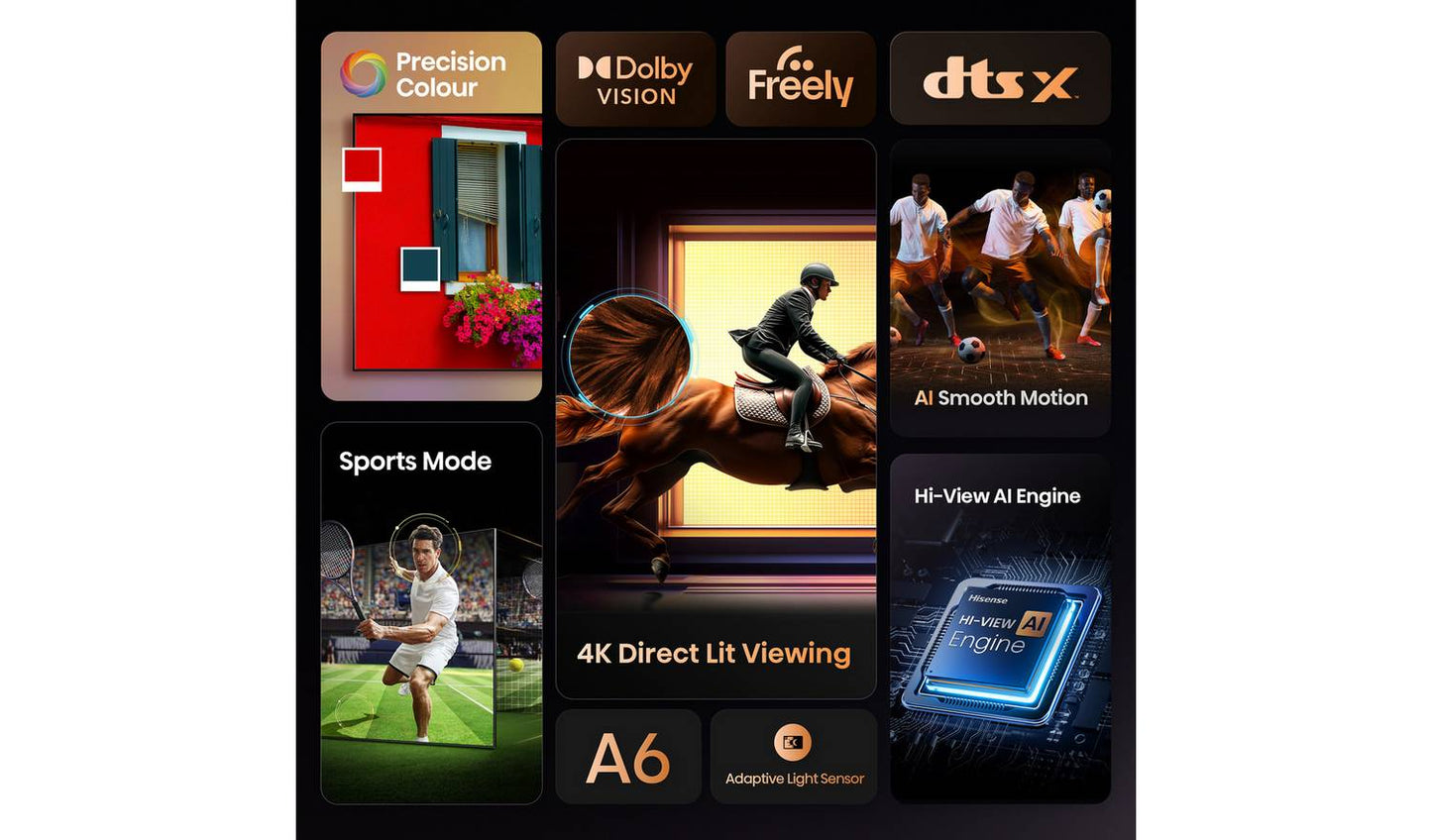 Hisense 55 Inch 55A6QTUK Smart 4K UHD HDR LED Freely TV