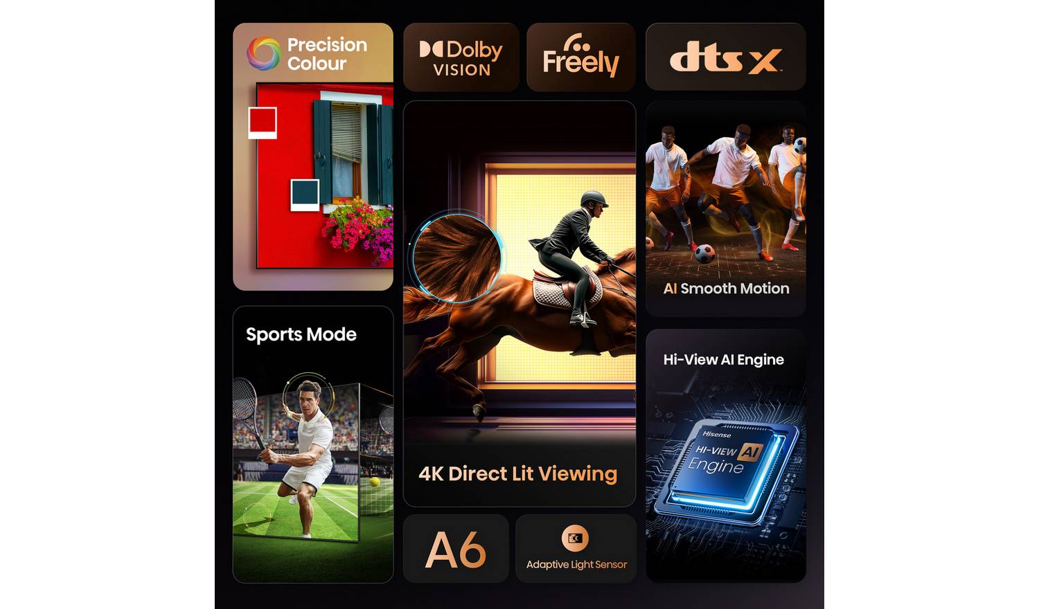 Hisense 55 Inch 55A6QTUK Smart 4K UHD HDR LED Freely TV