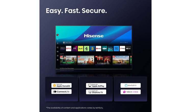 Hisense 55 Inch 55E6QTUK Smart 4K UHD HDR LED Freely TV