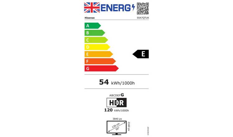 Hisense 50 Inch 50A7QTUK Smart 4K UHD HDR QLED TV