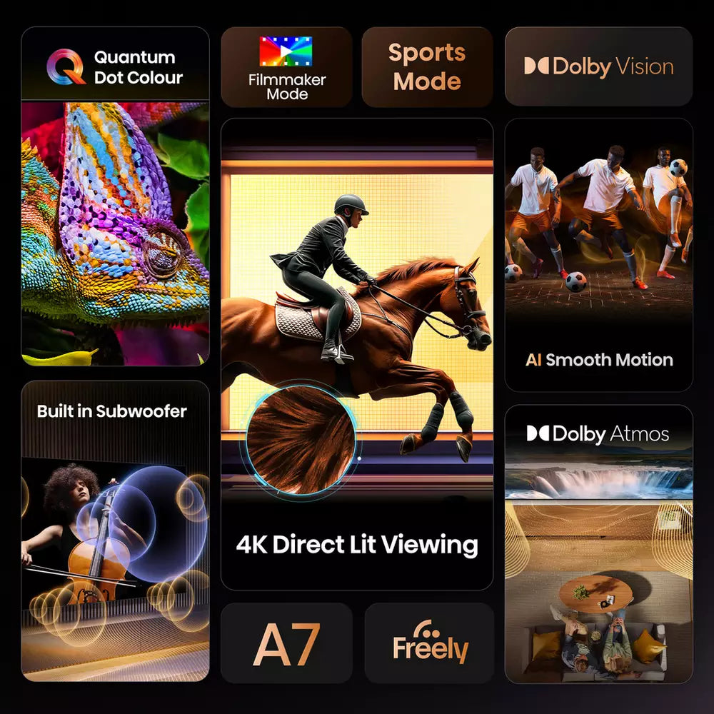 Hisense 55 Inch 55A7QTUK Smart 4K UHD HDR QLED Freely TV
