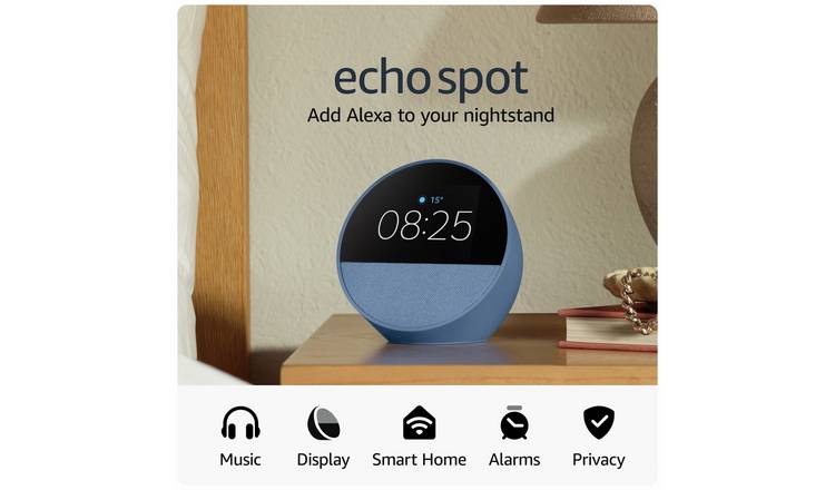 Amazon Echo Spot Smart Alarm Clock with Alexa - Blue