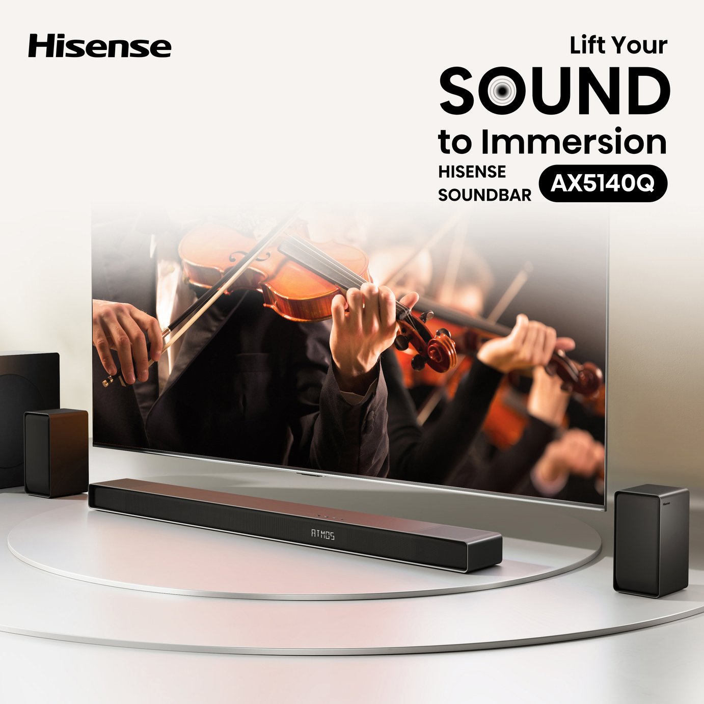 Hisense AX5140Q 5.1.4Ch Bluetooth Soundbar with Wireless Sub