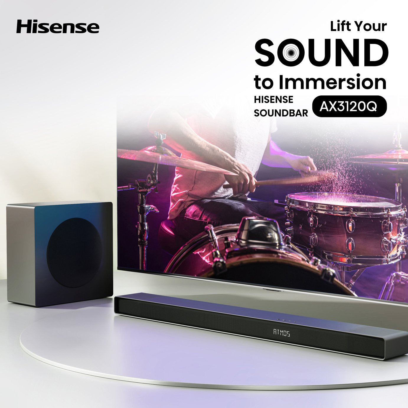 Hisense AX3120Q 3.1.2Ch Bluetooth Soundbar with Wireless Sub