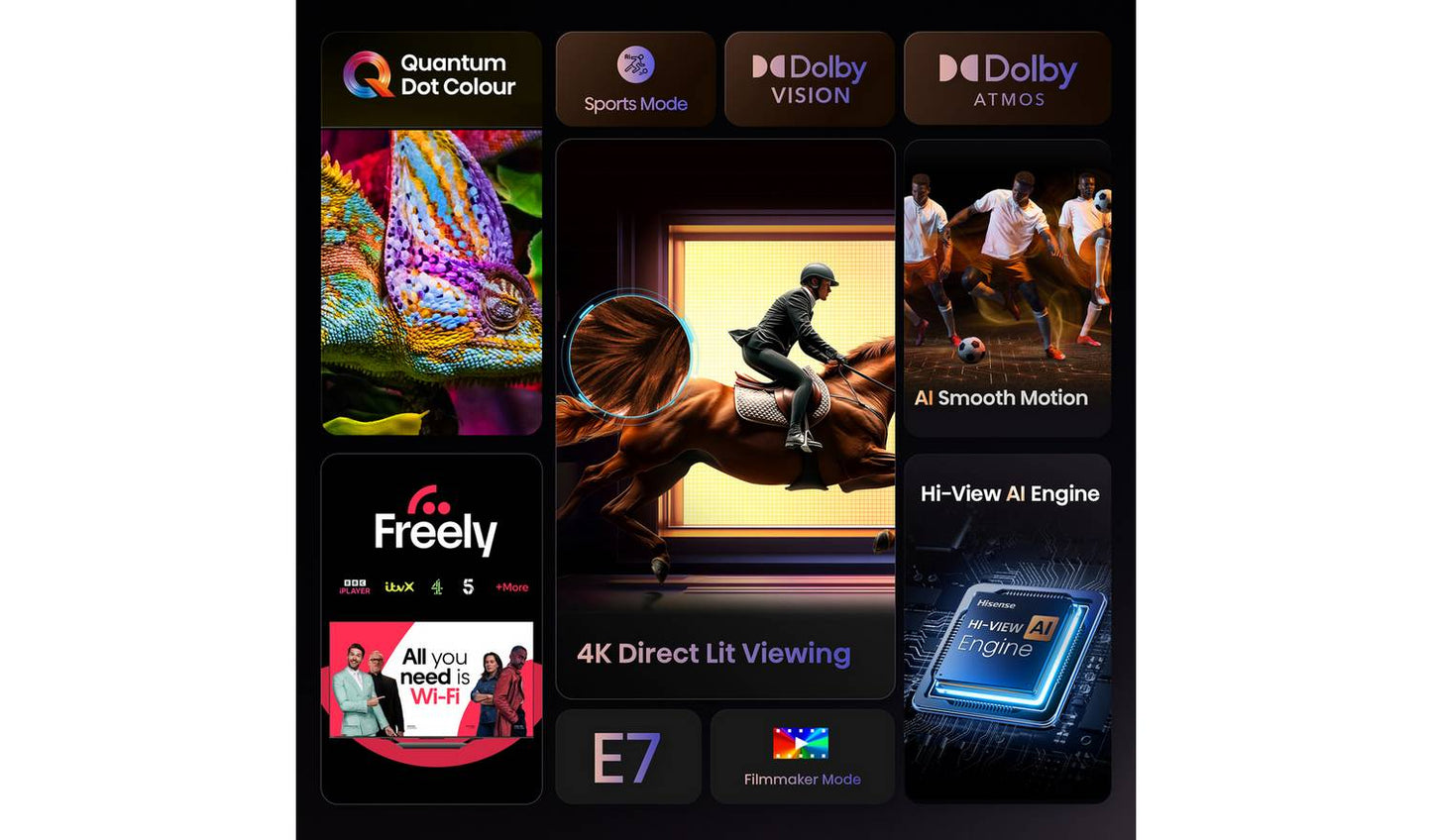 Hisense 85 Inch 85E7QTUK Smart 4K UHD HRD QLED Freely TV