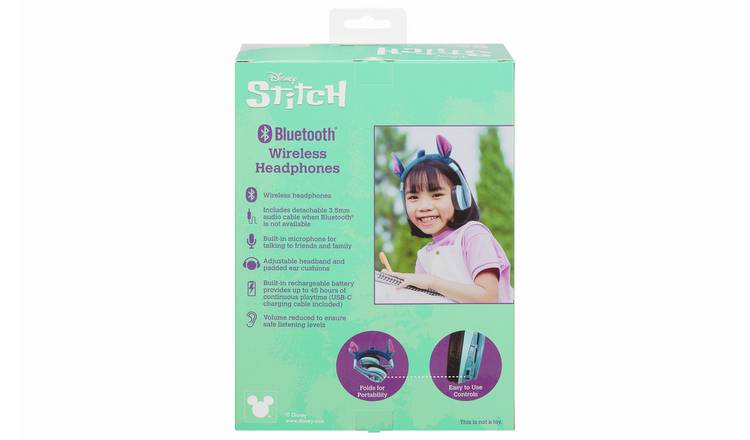 Disney Stitch 2-way Bluetooth Kids On Ear Headphone - Blue