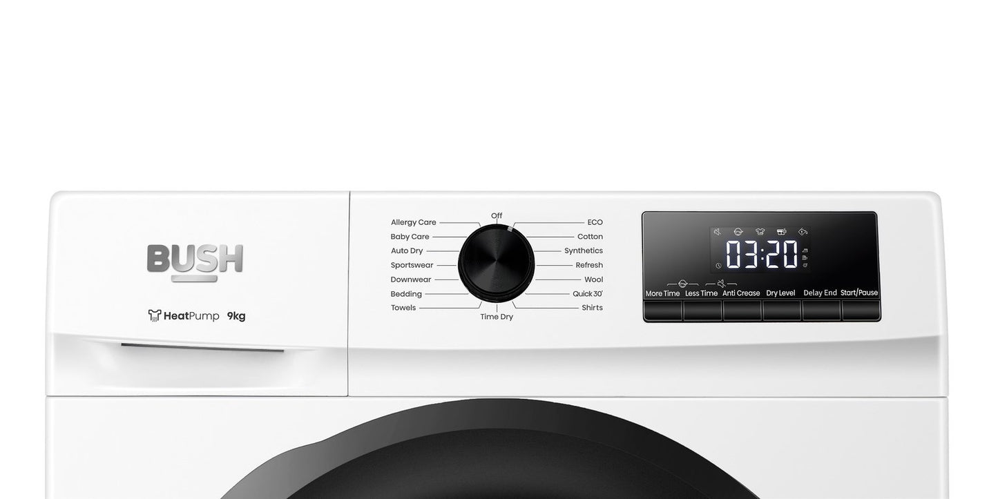 Bush TDHP9KG2025 9KG Heat Pump Tumble Dryer - White