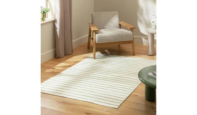 Habitat Stripe Green Flatweave Rug - 120x170cm