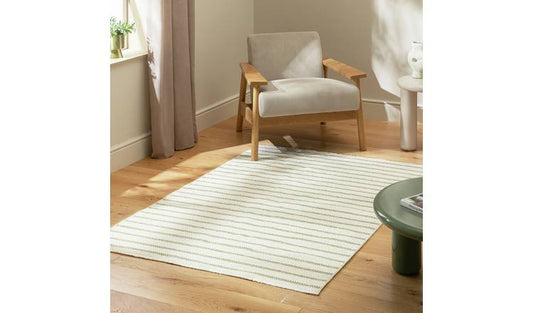 Habitat Stripe Green Flatweave Rug - 120x170cm